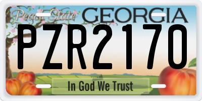 GA license plate PZR2170