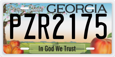 GA license plate PZR2175