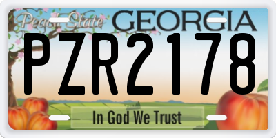 GA license plate PZR2178