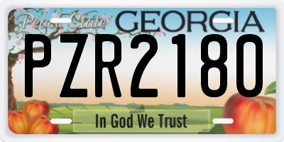 GA license plate PZR2180