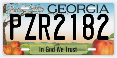 GA license plate PZR2182