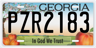 GA license plate PZR2183
