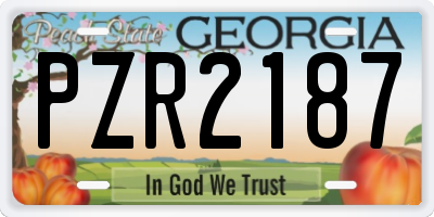 GA license plate PZR2187