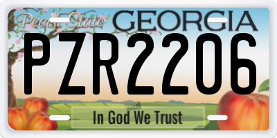 GA license plate PZR2206