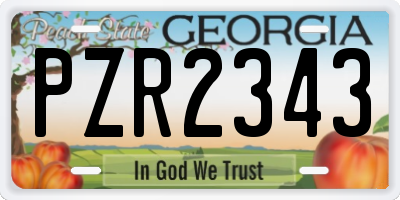 GA license plate PZR2343