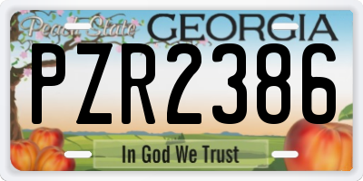 GA license plate PZR2386