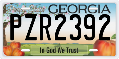 GA license plate PZR2392