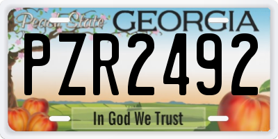 GA license plate PZR2492