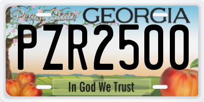 GA license plate PZR2500