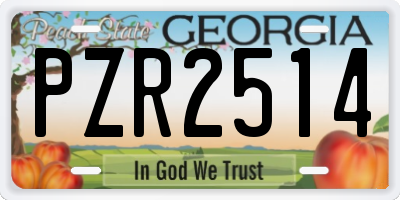 GA license plate PZR2514