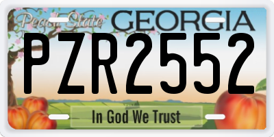 GA license plate PZR2552