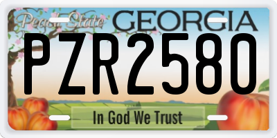 GA license plate PZR2580