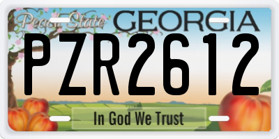 GA license plate PZR2612