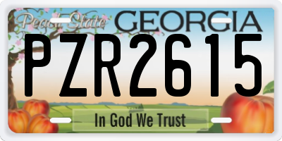 GA license plate PZR2615