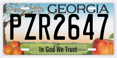 GA license plate PZR2647