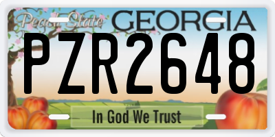 GA license plate PZR2648