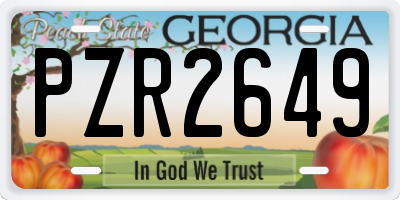 GA license plate PZR2649
