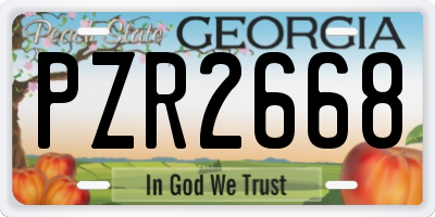 GA license plate PZR2668