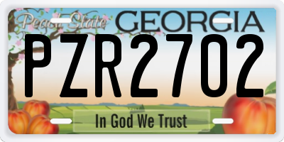 GA license plate PZR2702