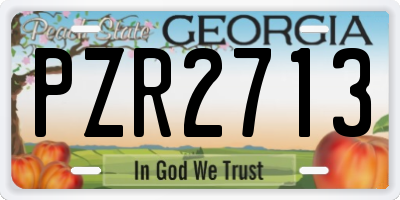 GA license plate PZR2713