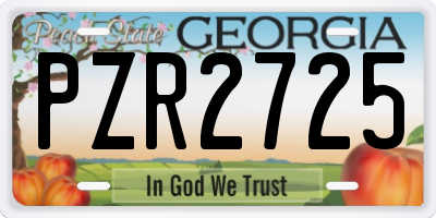 GA license plate PZR2725