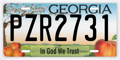GA license plate PZR2731