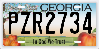GA license plate PZR2734