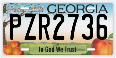 GA license plate PZR2736