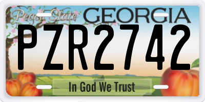 GA license plate PZR2742