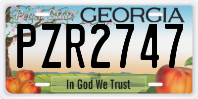 GA license plate PZR2747