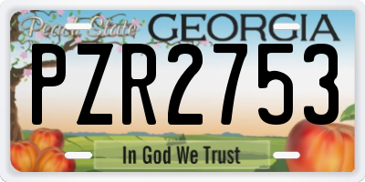 GA license plate PZR2753