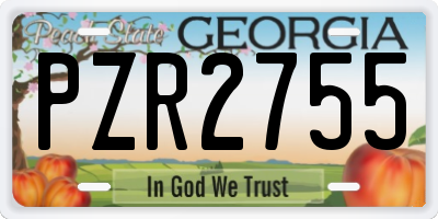 GA license plate PZR2755