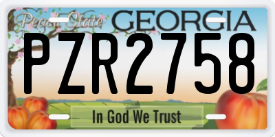 GA license plate PZR2758