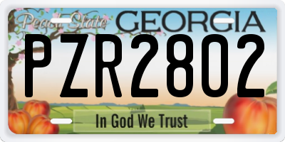 GA license plate PZR2802