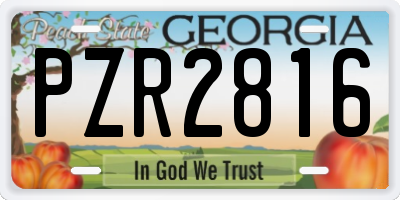 GA license plate PZR2816