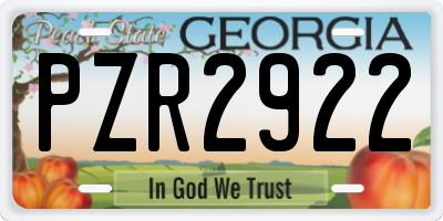 GA license plate PZR2922