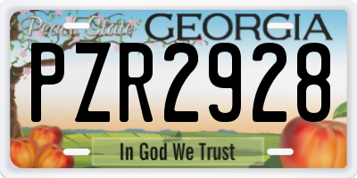 GA license plate PZR2928