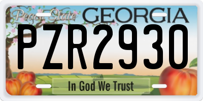 GA license plate PZR2930