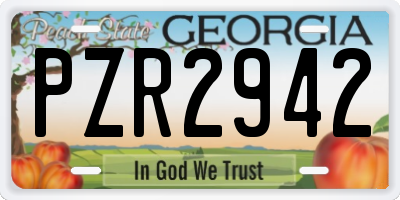 GA license plate PZR2942
