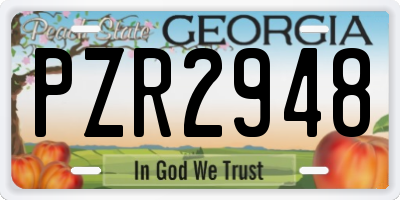 GA license plate PZR2948