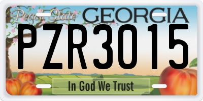 GA license plate PZR3015