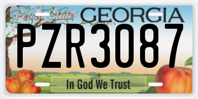 GA license plate PZR3087