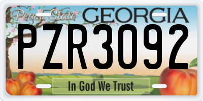 GA license plate PZR3092
