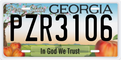 GA license plate PZR3106