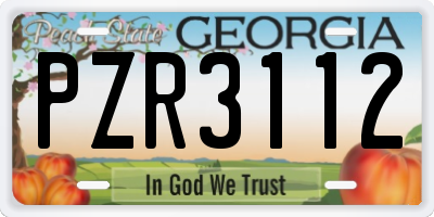 GA license plate PZR3112