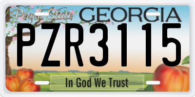 GA license plate PZR3115
