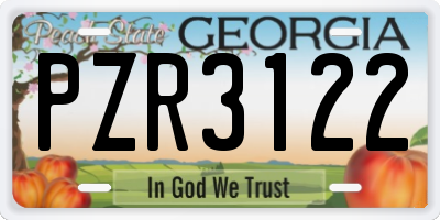 GA license plate PZR3122