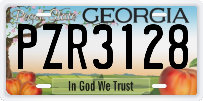 GA license plate PZR3128