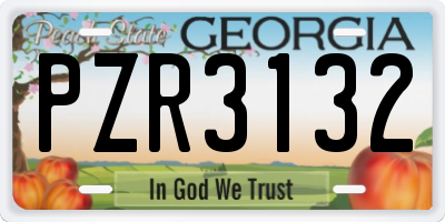 GA license plate PZR3132