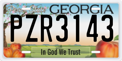 GA license plate PZR3143